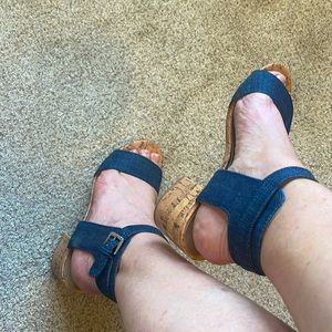 Merona denim block heels, 2” heel, worn only 3-4 times, very comfortable